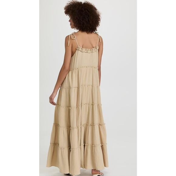 Charlie Holiday Anthropologie Senorita Maxi Dress Tiered Tie-Back - Picture 2 of 7